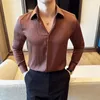 Chemises décontractées pour hommes Chemise à rayures pliables de haute qualité Hommes Automne Manches longues Slim Business Social Robe Streetwear Vêtements