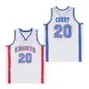 Christian Knights Jersey Movie Basketball 20 Stephen Curry Pullover rétro respirant vintage Hiphop College White Team Blue pour les fans de sport