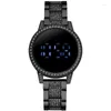Horloges Luxe touchscreen LED Digitaal dameshorloge Mode Strass Dames Roestvrij staal Relogio Feminino
