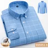 Camicie eleganti da uomo Camicia a maniche lunghe a righe di alta qualità, vestibilità regolare, colletto con bottoni nascosti, camicia formale in cotone di facile manutenzione