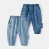 Jeans Bébé garçons Jeans enfants décontracté taille haute Jean pantalon dinosaure imprimé Denim pantalon enfants printemps automne coton pantalon 230424