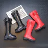 Athletic Outdoor Girl Canister Boots With Velvet High Help Bowknot Warm ShoesHildren S Parent Child 2023 Kid S Red Black Boats 231123