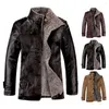 Men's Trench Coats Fashionable Men Coat Faux Leather Winter Jacket Turn-down Collar Cardigan Quick Dry