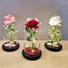 装飾的な花の家の装飾ガラスドームドームバレンタインデークリエイティブギフトエターナルフラワーレッドローズオーナメントウェディングブーケ