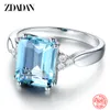 Anel solitário zdadan 925 prata esterlina moda aquamarine anel de pedra preciosa para mulheres festa de casamento jóias presentes atacado 230424