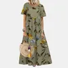 Casual Dresses Women Vintage Floral Long Dress Summer Boho Casual Loose Short Sleeve Dresses Female Beach Holiday Party Maxi Dresses Vestidos 230424