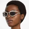 Zonnebril Mode Persoonlijkheid Klein Frame Cat Eye Driehoek Set Met Diamanten Zonnebril 2023 Designer Zonnebril Voor Dames