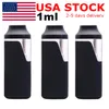USA Stock 1ML engångsvapen Vape Pen E-cigarett Mini Pod Box Pens vagnar Tjock olja Tom Snap On Tips USB RADERABLE 280mAh Battery Ceramic Coil Vaporizer Black Penns