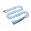 Chokers 108 Frisado 8mm Aquamarine Japamala Colar Pulseira Set Meditação Yoga Energia Espiritual Jóias Mulheres Rosário Pingente 231124