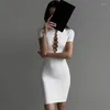 カジュアルドレス女性半袖パーティークラブボディーコンストリートウェアホワイトミニドレス2023夏の服ビジネスベスティドスの卸売アイテム
