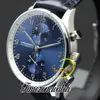 41 mm Portugieser Chronograph Quartz Mens Watch 371606 Męskie zegarek Niebieski wybieranie Stal CSSE Blueather Stopwatch Nowe zegarki TimeZoneWatch Z03A12