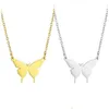 Pendant Necklaces Dainty Butterfly Necklace For Women Stainless Steel Animal Pendant Necklaces Jewelry Gift Drop Delivery Jewelry Neck Dh19J