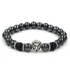 Bijoux Noir Hématite Perlé Brins Pierre Lave Rock Bracelets Alliage Plaqué Or Sier Skl Lion Hibou Pour Femmes Hommes Bracelet Drop Deli Dh5Ul