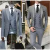 Ternos masculinos de negócios cáqui formal fino ajuste 3 peça casamento noivo terno masculino personalizado blazer hombre jaqueta colete calça conjuntos