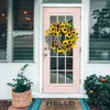 Decorative Flowers Artificial Sunflower Wreath For Front Door Handmade Flower With Bow Spring And Summer Home Party