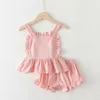 衣類セットhipapa夏の新生児の女の子の服セットバックレスリネンコットントップ +ショートパンツ幼児衣装プリンセス女の女の子服w0424