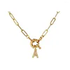 Chaînes Dainty Zircon Initial Charme A-Z Lettres Collier Femmes Hommes Ras Du Cou Or Couleur Chaîne En Acier Inoxydable 45cm Petit Alphabet DIY Cadeaux