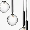 Pendant Lamps Milky Glass Transparent Golf Ball Modern Hanging Electroplated Copper Gold Scrub Black Iron Lighting