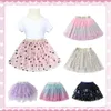 Jupes filles Tutu paillettes enfants vêtements arc couches princesse jupe plissée maille enfants fête 231124