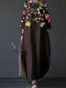 Freizeitkleider 2023 Frühling Sommerkleid Bohemian Weiß Schwarz Blumendruck Maxi Frauen Vintage Lose Strand Tuniken