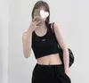 Designer Tank Top Summer Short Slim Navel Exponed Outfit Elastic Embroidery Knitwear For Women Sport Yoga Top Simple Vest
