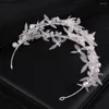 Hair Clips Wedding Jewelry Mesh Flower Headpiece Bendable Bride Hoop Large Beads Decor Headband Women Accessories ML