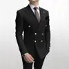 Mens Suits Blazers Navy Blue Classic 6 Buttons 남자 슬림 한 Fit 2 피스 재킷 팬츠 팬더스 웨딩 신랑 남자 테일러마드 옷 221117