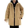 남자 트렌치 코트 세련된 남성 겉옷 내마모 코트 단색 바람 방전 빈티지 편안한 착용감
