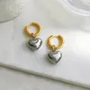 Висячие серьги Эффектные минималистичные золотые, серебряные цвета, смешанные однотонные кулон-кольца в форме сердца, уличный стиль, корейские модные украшения