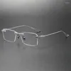 Solglasögon ramar toppkvalitetsdesigner handgjorda rimlösa titanglasögon män kvinnor lyxig vintage rektangel recept glasögon