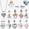 Muttertagsgeschenk Glänzendes Liebesherz Anhänger Mama Halsketten Ohrringe Frauen Charms Perlen DIY passen Pandora Armband Halskette Designer Schmuck