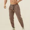 Calças masculinas primavera casual fitness correndo calças cordão solto cintura cor combinando bolso harem sweatpants treino