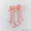 Chaussettes pour enfants Chaussettes hautes pour bébés filles Chaussettes pour enfants en coton à gros nœud Jambières solides Princesse Filles Chaussettes longues et douces pour enfants