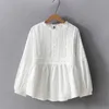 Blusas de mujer Camisas Primavera Verano Mori Girl Camisa casual Mujer Blanco sólido Manga larga Algodón Bordado Mujer Elegante Tops Blusas para mujer U185 230424