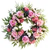 Faux Floral Greenery 50 cm Haustürkranz Rose Künstliche Blumen Girlande zum Aufhängen grüner Blätter draußen für Hintergrund Festival Party Fenster Urlaub 231123