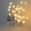 Nattlampor Rose Flower Lamp Curly Petals Led Tree Plug-and-Play Bedside Light Desktop Gift Create Atmosphere