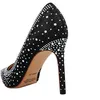 2022 conception strass mode talons hauts chaussures automne femmes pompes noir rose bleu bout pointu femme cristal mariage chaussure fête 230424