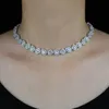 Choker Crystal Tear Drop Baguette Cz Cluster Link Chain Collier Pour Femmes Collier Bijoux Iced Bling 5a Cubic Zircon Classic Chokers