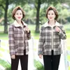 Damesjassen herfst winter plaid jas dames wollen blend jas van middelbare leeftijd moeder casual revers bovenkleding tops 5xl