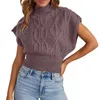 Women's Vests Women S Mock Neck Knit Sweater Vest Summer Cap Sleeve Tops Casual Trendy Pullover Tank Solid Top