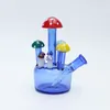 Piccolo bong in vetro con fungo blu, tubi per l'acqua, narghilè, shisha, bong per fumatori