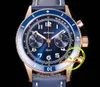 ITF Air Command F388B Cronografo automatico Orologio da uomo AC02-36B40-63B Oro rosa Ceramica Lunetta Quadrante blu Pelle Super Edition Reloj Hombre Montre Homme Puretime A1