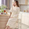 Kvinnors sömnkläder 2023 Pyjamas Spring Autumn Cotton Nightdress Temperament Court Style Plus Size Home Clothes Night Wear Sleeping Dress