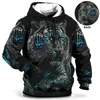 Herenhoodies 3D Dierenprint Trui met Capuchon Mode Straat Shirt met lange mouwen Losse kleding in herfst en winter.