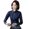 Women's Blouses Embroidery Patchwork Blouse Long Sleeve Solid Temperament Work Office Lady Professional Shirt Spring Autumn Ol Top