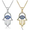 Colares Pingente Azul Evil Eye Hamsa Mão Colar Terceiro Pingente Colares Sorte Proteção Jóias Drop Delivery Jóias Colares P Dh3NNn