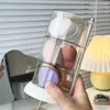 Förvaringslådor 3/4 lager roterande kosmetisk box byrå makeup arrangör skönhet äggpulver puffdammsäker patron