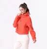 LU-123 Yoga Clothes Women's Sports Full Zipper Hoodie Loose Casual Thickened Fitness Coat Gym Jacket Hot Sale