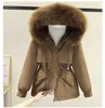 Kvinnor Down Parkas Cotton Padded Plus Size 2XL Winter Big Fur Jacka Women Lose Slim Warm Hooded Parka Patchack 231123