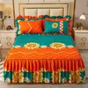 Jupe de lit en coton matelassé ensemble de lit en velours chaud décor de mariage couvre-lit avec jupe de lit rehaussée de 40 cm pour lit Queen King Size avec taies d'oreiller 230424